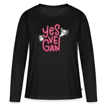 Yes, vegan! - Women's Premium Organic Long Sleeve Shirt - black - Front - Julia (174cm)