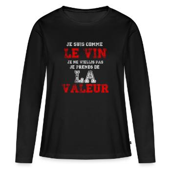 Je Suis Comme Le Vin - T-shirt manches longues Premium bio Femme - noir - Devant - Julia (174cm)