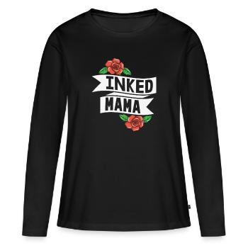 Inked Mama - Mère avec des tatouages - T-shirt manches longues Premium bio Femme - noir - Devant - Julia (174cm)