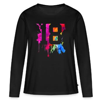 18 JAHRE 18. GEBURTSTAG - Frauen Premium Bio Langarmshirt - Schwarz - Vorne - Julia (174cm)