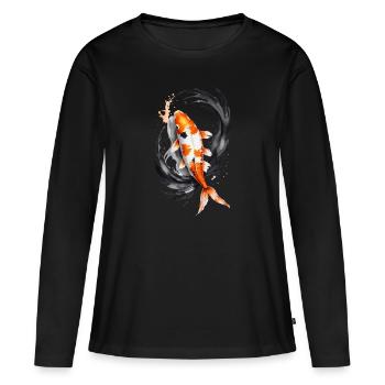 Koi Poisson Carpe Nishikigoi - T-shirt manches longues Premium bio Femme - noir - Devant - Julia (174cm)