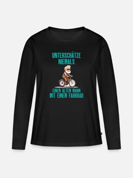 Fahrrad - Alten Mann - Frauen Premium Bio Langarmshirt - Schwarz