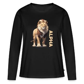 Alpha Lion - T-shirt manches longues Premium bio Femme - noir - Devant - Julia (174cm)
