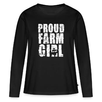 Stolze Bäuerin Landleben Stärke - Frauen Premium Bio Langarmshirt - Schwarz - Vorne - Julia (174cm)