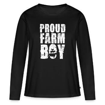 Stolzer Bauernjunge Landleben - Frauen Premium Bio Langarmshirt - Schwarz - Vorne - Julia (174cm)