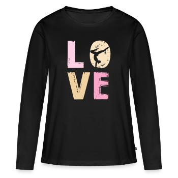 Danse Amour Silhouette Motif Sportif - T-shirt manches longues Premium bio Femme - noir - Devant - Julia (174cm)