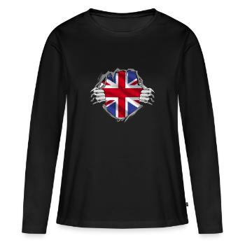 Sentiment de liberté de l’Union Jack - T-shirt manches longues Premium bio Femme - noir - Devant - Julia (174cm)