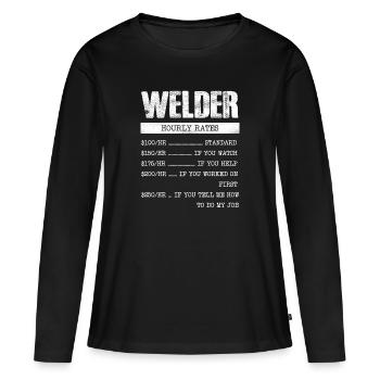 Soudeur Salaire horaire Humoristique - T-shirt manches longues Premium bio Femme - noir - Devant - Julia (174cm)