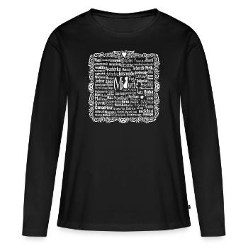 Midwife in 76 languages - Frauen Premium Bio Langarmshirt - Schwarz - Vorne - Julia (174cm)