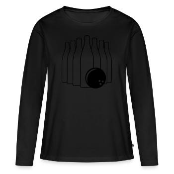 Bowling de bière avec boule de bowling - T-shirt manches longues Premium bio Femme - noir - Devant - Julia (174cm)