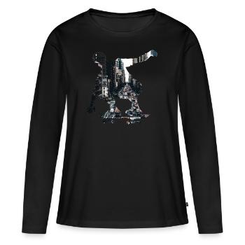 Skateur skateur - T-shirt manches longues Premium bio Femme - noir - Devant - Julia (174cm)