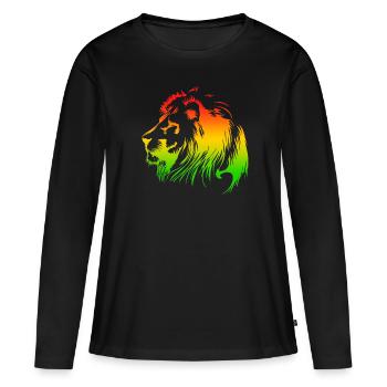 Reggae Roots Lion Jamaica Rastafari Love Riddim - T-shirt manches longues Premium bio Femme - noir - Devant - Julia (174cm)