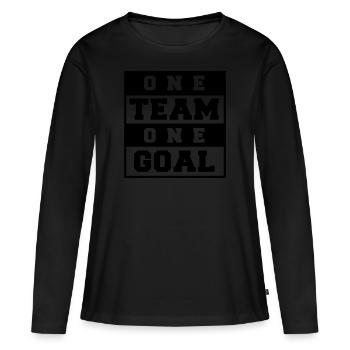 Objectif de travail d'équipe Sport Objectif d'équipe - T-shirt manches longues Premium bio Femme - noir - Devant - Julia (174cm)