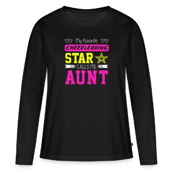Ma star cheerleading préférée m'appelle tante - T-shirt manches longues Premium bio Femme - noir - Devant - Julia (174cm)
