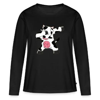 Dabbing Cow - Frauen Premium Bio Langarmshirt - Schwarz - Vorne - Julia (174cm)