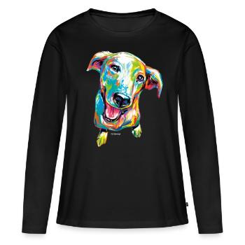 PD Moreno Puppy coloré - T-shirt manches longues Premium bio Femme - noir - Devant - Julia (174cm)