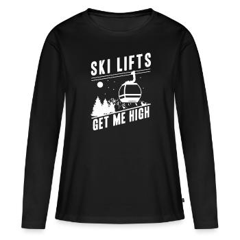 Remontées mécaniques Snowboad Ski Vacation - T-shirt manches longues Premium bio Femme - noir - Devant - Julia (174cm)
