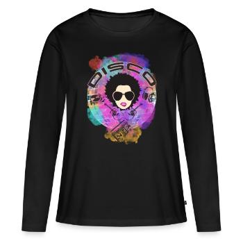 Discothèque - T-shirt manches longues Premium bio Femme - noir - Devant - Julia (174cm)