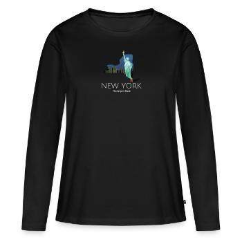 New York Proud State Motto L'imprimé Empire State - T-shirt manches longues Premium bio Femme - noir - Devant - Julia (174cm)
