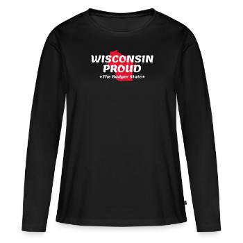 Wisconsin Proud State Devise The Badger State print - T-shirt manches longues Premium bio Femme - noir - Devant - Julia (174cm)