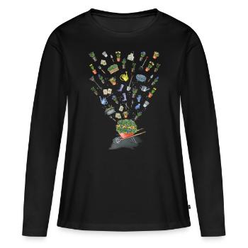 SUPER GARDEN GARDEN - Frauen Premium Bio Langarmshirt - Schwarz - Vorne - Julia (174cm)