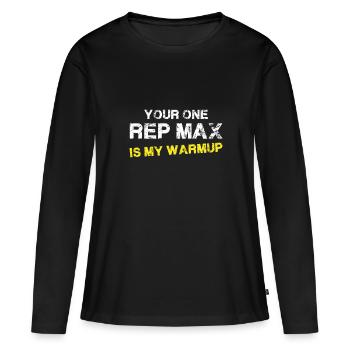 Ihr einziger Vertreter Max ist mein Aufwärmen - Bo - Frauen Premium Bio Langarmshirt - Schwarz - Vorne - Julia (174cm)