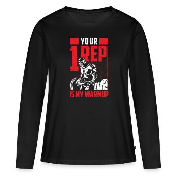 Ihr einziger Vertreter ist mein Aufwärmen - Bodybu - Frauen Premium Bio Langarmshirt - Schwarz - Vorne - Julia (174cm)