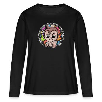 I'm Proof Daddy Doesn't Play Video Games All Time - Frauen Premium Bio Langarmshirt - Schwarz - Vorne - Julia (174cm)