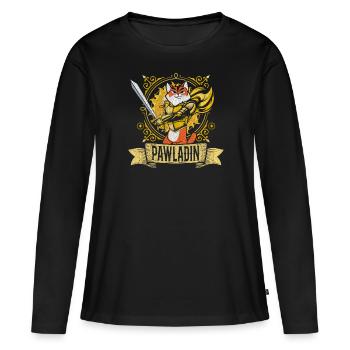 Pawladin Table RPG D20 Funny Cats Paladin - T-shirt manches longues Premium bio Femme - noir - Devant - Julia (174cm)