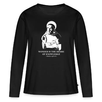 Der Wunsch nach Wissen Katholische Philosophie - Frauen Premium Bio Langarmshirt - Schwarz - Vorne - Julia (174cm)