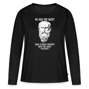 Il a le graphique le plus de citation de philosophie de Diogène - T-shirt manches longues Premium bio Femme - noir - Devant - Julia (174cm)