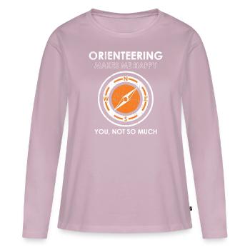 Lustige Happy Compass Orientierungslauf Grafik - Frauen Premium Bio Langarmshirt - Altrosa - Vorne - Julia (174cm)