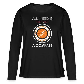 Tout ce dont j'ai besoin est une conception d'orientation compas - T-shirt manches longues Premium bio Femme - noir - Devant - Julia (174cm)
