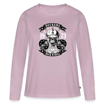 Rockabilly Vintage Rocker Rock N Roll Psychobilly - T-shirt manches longues Premium bio Femme - rose poudré - Devant - Julia (174cm)