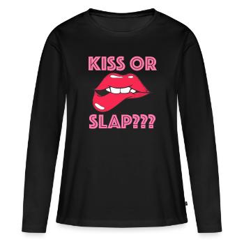 Kiss or slap - Women's Premium Organic Long Sleeve Shirt - black - Front - Julia (174cm)