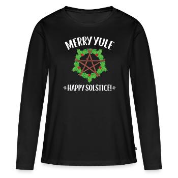 Wiccan Merry Yule Winter Solstice print - Women's Premium Organic Long Sleeve Shirt - black - Front - Julia (174cm)