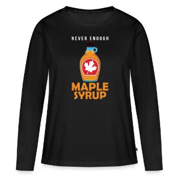 Jamais assez de sirop d'érable - T-shirt manches longues Premium bio Femme - noir - Devant - Julia (174cm)