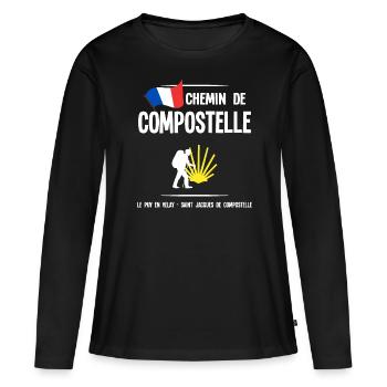 Compostelle - T-shirt manches longues Premium bio Femme - noir - Devant - Julia (174cm)