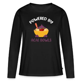 Imprimé Smoothie brésilien Powered by Acai Bowls - T-shirt manches longues Premium bio Femme - noir - Devant - Julia (174cm)
