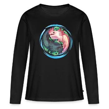 Axolotl Ying Yang - T-shirt manches longues Premium bio Femme - noir - Devant - Julia (174cm)