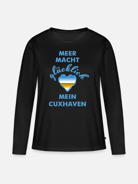 Cuxhaven - Frauen Premium Bio Langarmshirt - Schwarz