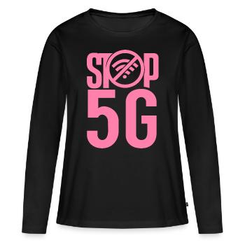 Stoppt 5G Gegner Netzwerk Strahlung Mobilfunk - Frauen Premium Bio Langarmshirt - Schwarz - Vorne - Julia (174cm)