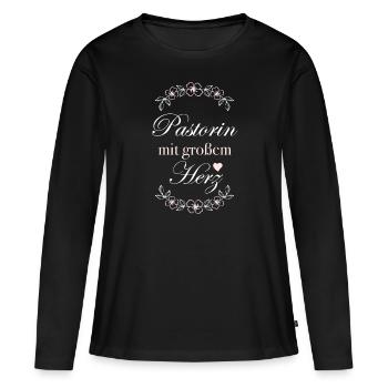 Geschenk Pastorin mit großem Herz - Frauen Premium Bio Langarmshirt - Schwarz - Vorne - Julia (174cm)