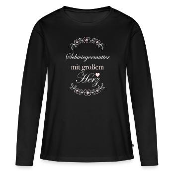 Geschenk Schwiegermutter mit großem Herz - Frauen Premium Bio Langarmshirt - Schwarz - Vorne - Julia (174cm)