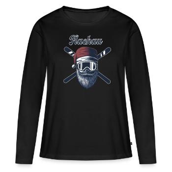 Flachau Skiurlaub Skipiste - Frauen Premium Bio Langarmshirt - Schwarz - Vorne - Julia (174cm)