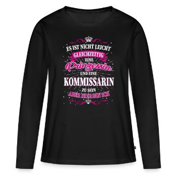 Kommissarin und Prinzessin T-Shirt - Frauen Premium Bio Langarmshirt - Schwarz - Vorne - Julia (174cm)