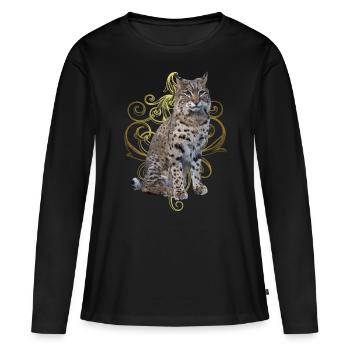 Luchs - Frauen Premium Bio Langarmshirt - Schwarz - Vorne - Julia (174cm)