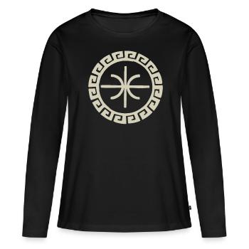 Epsilon Delphes - Conception de symbole grec ancien - T-shirt manches longues Premium bio Femme - noir - Devant - Julia (174cm)