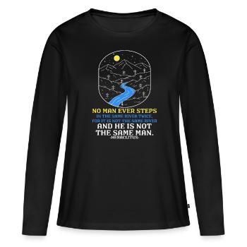 « Jamais deux fois le même fleuve » Héraclite Sagesse Art - T-shirt manches longues Premium bio Femme - noir - Devant - Julia (174cm)