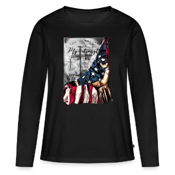 Dicton vrai cool pour les employés de l’Église - T-shirt manches longues Premium bio Femme - noir - Devant - Julia (174cm)